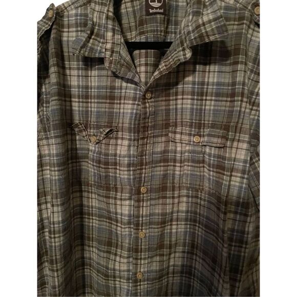 Timberland Mens Multicolor Button Down Plaid Checkered Polo Shirt 2XL - Picture 4 of 15